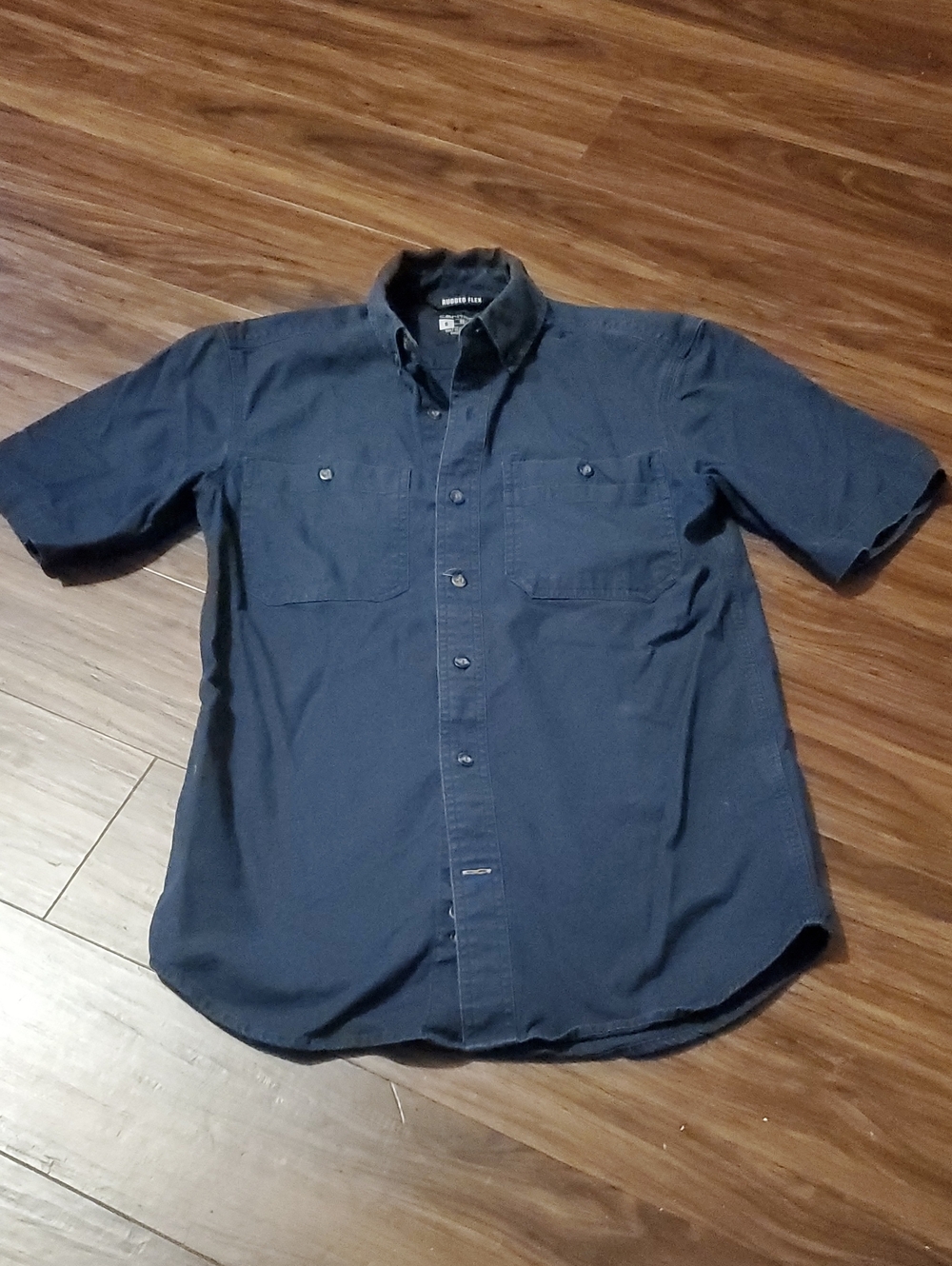 Carhartt Rugged Flex Relaxed Fit Navy Short-Sleeve Button-Down Work Shirt